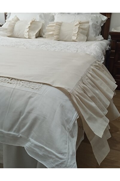 AHSERHOME HAM KETEN 5 PARÇA YATAK RUNNER &KIRLENT KILIFI&KOMODİN RUNNER ÇİFT KİŞİLİK