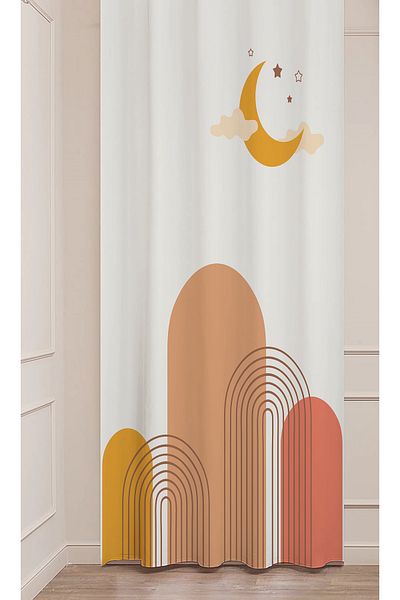 GREENDECOR Geometric Striped Vase - Soft Digital Printed, Single Wing Modern Stylish Background Curtain