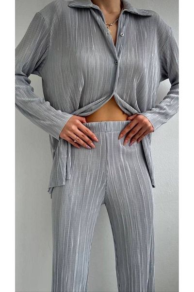 Ekim Store Set de damă din țesătură neagră cu nervuri