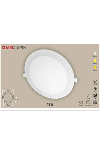 Cata CT-5169 SIVA ALTI BEYAZ IŞIK LED PANEL 18w 6500k