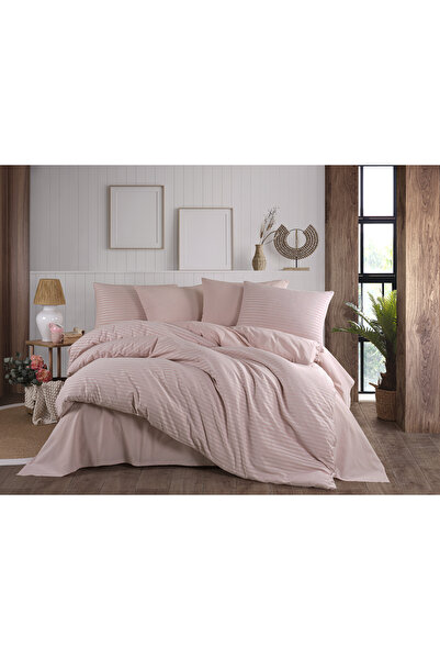 argehome Bračni Prugasto Set posteljine - Organska pređa, set prirodne boje o...