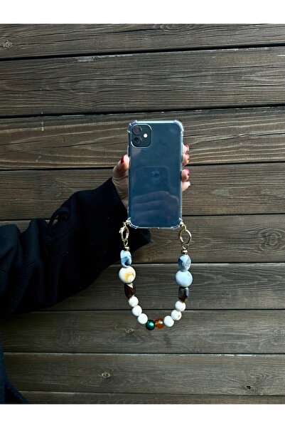 İphone 16 Pro Uyumlu Taş Detaylı Telefon Askısı ve A kalite Şeffaf Kılıf- Lüks Tasarım Askı