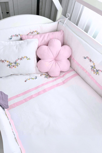 Kista Baby Park Yatak Bebek Uyku Seti Nevresim Takımı 70x110 Flower Pembe