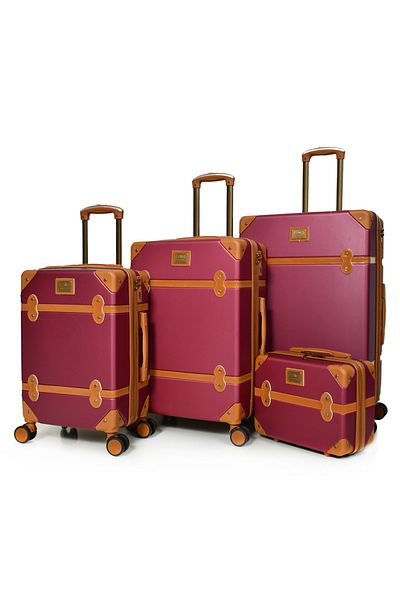 MORANO Morano Classic 4 Piece Spinner Luggage Set with Safety Lock Sizes: 28''-24''-20''-14 Inch Color (Burgundy)