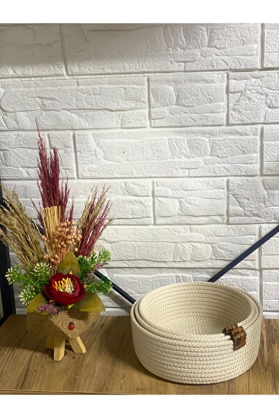 MADAM Χειροποίητο εκρού από βαμβακερό νήμα Σετ 3 ψάθινων καλαθιών - Organizer πολλαπλών χρήσεων - Καλάθι Organizer