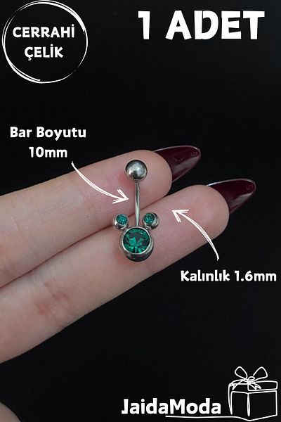 Jaida Moda Women's Colorful Stone Surgical Steel Belly Piercing