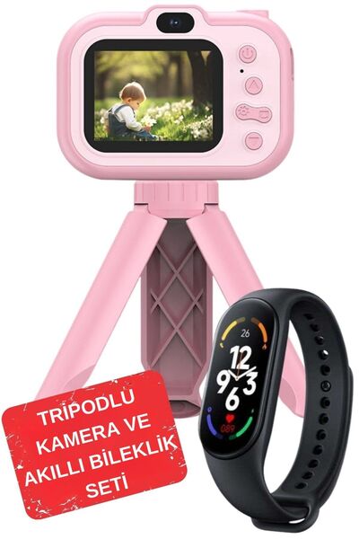 Zineets Tripodlu Mini 1080p Hd Çocuk Kamera Ve Akıllı Bileklik Seti Dijital F...