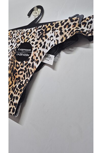 Helena Paris İz Yapmayan Lazer Kesim Brezilya Tanga 38-40- Leopar- Premium Li...