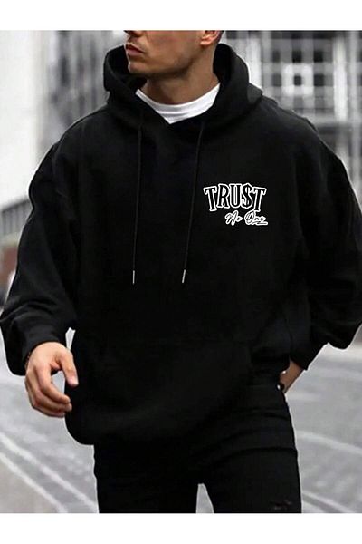 aynewmoda Hooded Don'T Trust Anyone Basque Sweatshirt