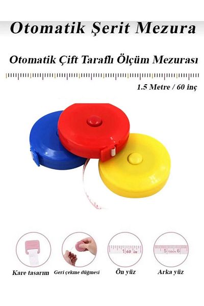 Vi Caro 4 Pieces Colorful Roller Automatic Press Tape Measure 150 cm Tailor Meters 1.5 m