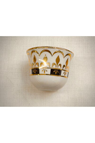 DUKKANI ISTANBUL Premium Porcelain Gold Gawa Coffee Cup for 6 People - Black Spear