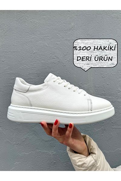 Neco Inner and Outer 100% Genuine Leather Men's Sneakers, Comfort Inner Orthopedic Sole, Stitched