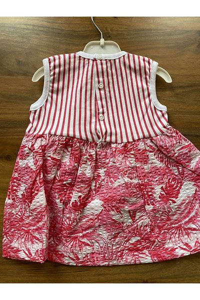 Pierre Cardin Bow Print Zero Sleeve Girl's Dress