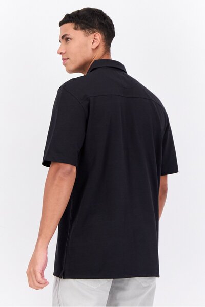 French Connection Men Regular Fit Short Sleeve Solid Polo Shirts, Black