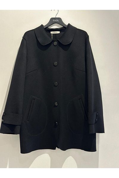 Ekol Baby Collar Button Closure Stamp Coat
