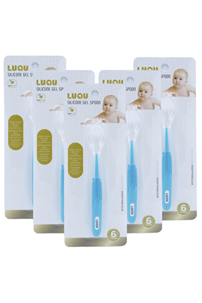 LUQU BABY ملعقة لوكو سيليكون - أزرق - عبوة من 5 قطع