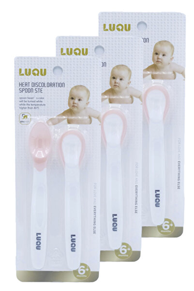 LUQU BABY مستشعر درجة الحرارة من Luqu، ملعقتان، وردي اللون، عبوة من 3 قطع
