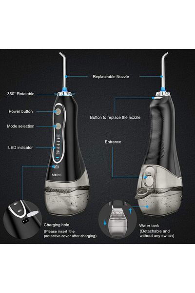 AWH Water Flosser - 5 modes, 300ml USB Recharging, 2500 mAH battery