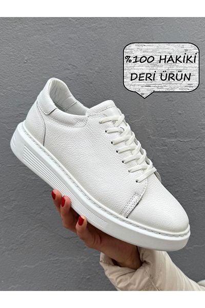 Neco Inner and Outer 100% Genuine Leather Men's Sneakers, Comfort Inner Orthopedic Sole, Stitched