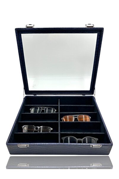 Dijital Çarşı Set cutie și geantă pentru ochelari Diji 10 bucăți aligator ble...