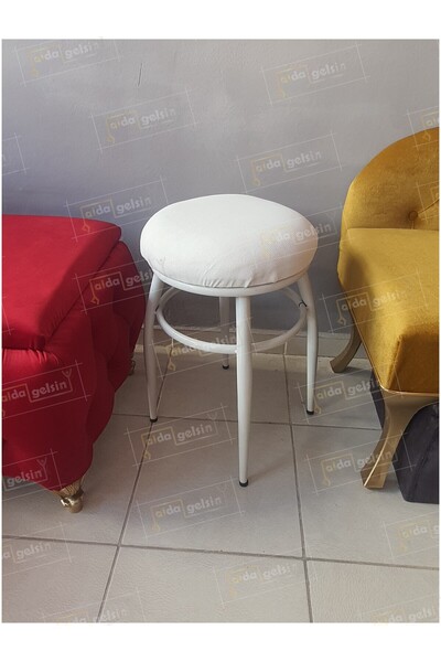 aldagelsin Mutfak Balkon Teras Ofis Krom Tabure Ak İnci