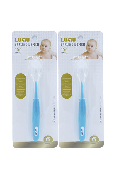 LUQU BABY ملعقة لوكو سيليكون - أزرق - عبوة من قطعتين