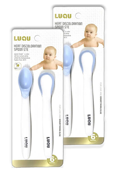 LUQU BABY مستشعر درجة الحرارة من Luqu، ملعقتان، أزرق، عبوة من قطعتين