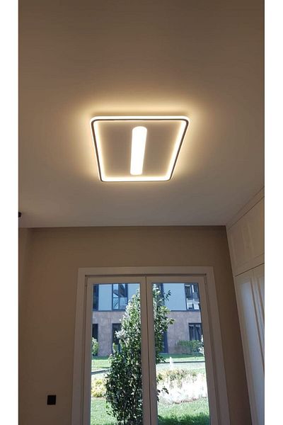 Vonalight 60X40Cm Led Plafonier - 3 Light Colors, Living Room Chandelier, Corridor Lamp, Plafonier, Lighting, Black Front Strip