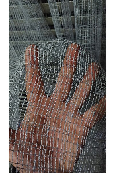 venedik home Avangard Crochet Knitted Dark Gray (Smoked) Color Mesh Tulle Curtain 1X3 Special Sewing for Tight Pleats