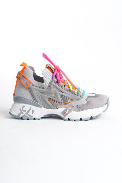 MARSEDO Жіночі кросівки Flexy Grey з високою підошвою та шнурівкою