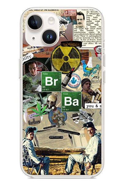 TechTree iPhone 13 - 14 Uyumlu Breaking Bad Kolaj Şeffaf Silikon Kılıf