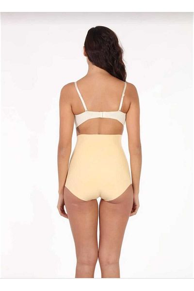 wear treasure Women's Skin Color Laser Cut High Waist Slip Corset Panties