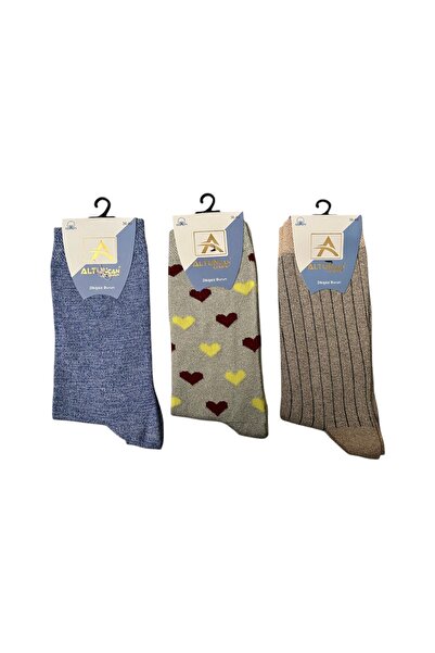 ŞengülKozmetik Silvery Seamless Women's Toe Socks - 3-Piece Long Socks 36-40