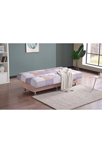 Meşe Home Cube Kolsuz Mekanizma Yataklı Yaylı Bazalı Kare Desenli Kanepe Koltuk Çekyat - 2