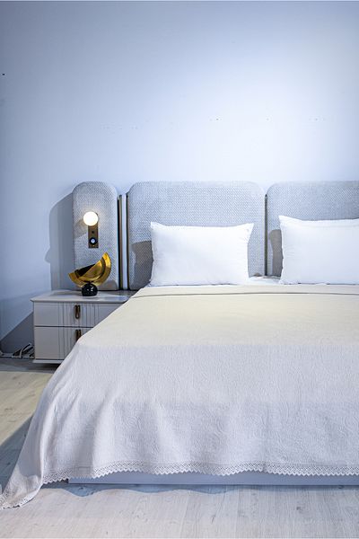 Lorenzella Jacquard Lace Embroidered Double Bedspread - Shawl Pattern
