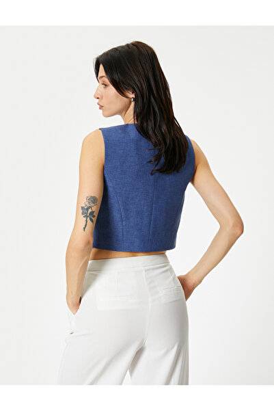 Koton Vestă cu decolteu în V - Buzunar și nasturi Fleto