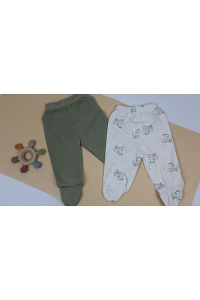 Vita Bella Luxe Baby Booties with Airplane Pattern and Green Single Bottom
