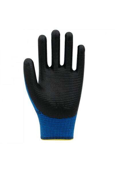 Beybi Pn5 Zebra Polyester Knitted Nitrile Gloves Blue - 5 Pairs