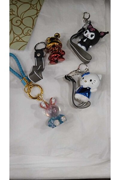 esdekor Hello Kitty Bear Anahtarlık Çakmak Lighter Lacivert Beyaz Çanta Süsü 1 Adet
