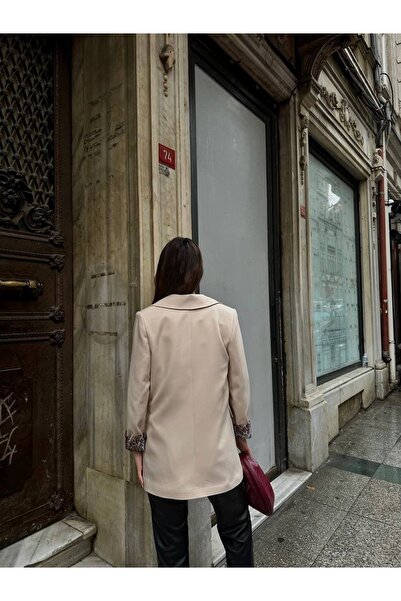 Ekim Store Düğmeli Leopar Astarlı Blazer Ceket