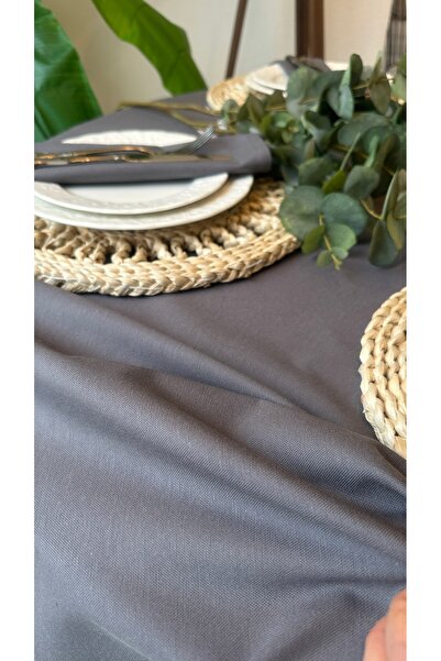 Decamor home Cotton Fabric Smoked Ruffled Round Tablecloth with Worry-Free Water Repellent Feature (Napkin Not Included)