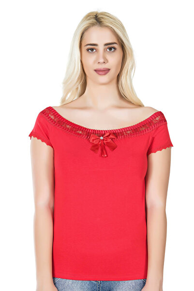 BENALİ Underwear Derya Lead Red Off-Shoulder Stylish Blouse