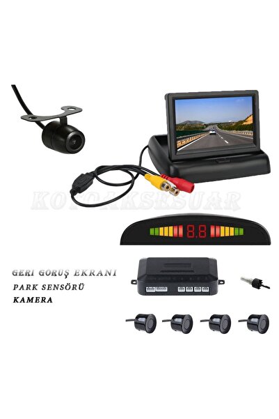 Vlotho 4.3 Inç Geri Görüş Mönitörü + Park Sensörü + Kamera Uyumlu SET