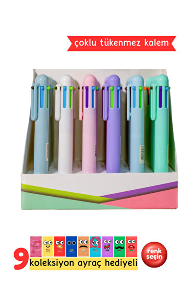 Pembe Pasaj Çok Renkli Pastel Tükenmez Kalem - Çoklu Tükenmez Kalem Multi Color