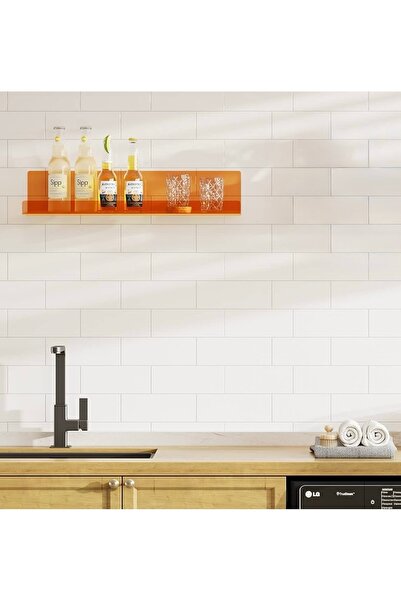 Trend Pleksi Transparan Turuncu Duvar Raf (30cm x 10cm)