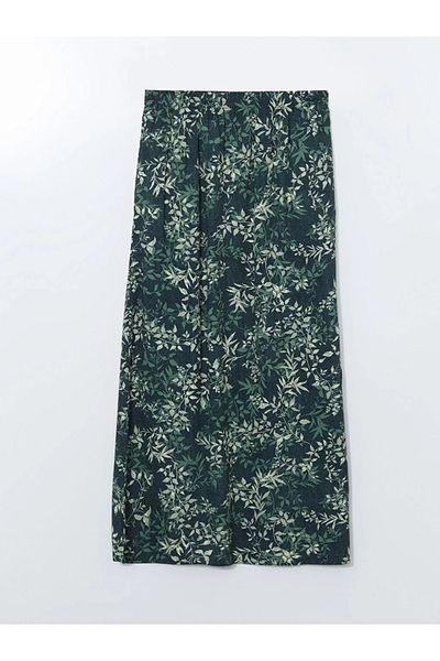 LC Waikiki Lcw Grace Black Elastic Waist Patterned Women's Skirt