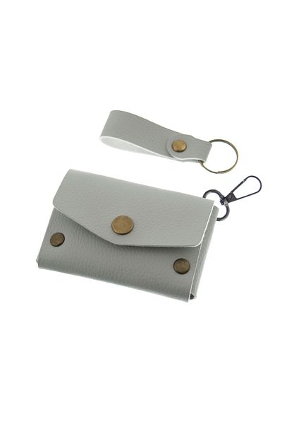 Miaju Gray Color, Leather, Coin Purse Set with Hook, Best Gift for Special Occasions, Special Production