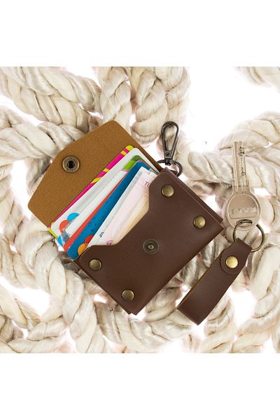 Miaju Dark Brown Color, Leather, Coin Purse Set with Hook, Best Gift for Special Occasions, Special Production
