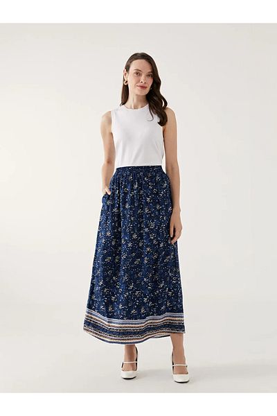 LC Waikiki Fusta de damă cu model cu talie elastică Lcw Grace neagră