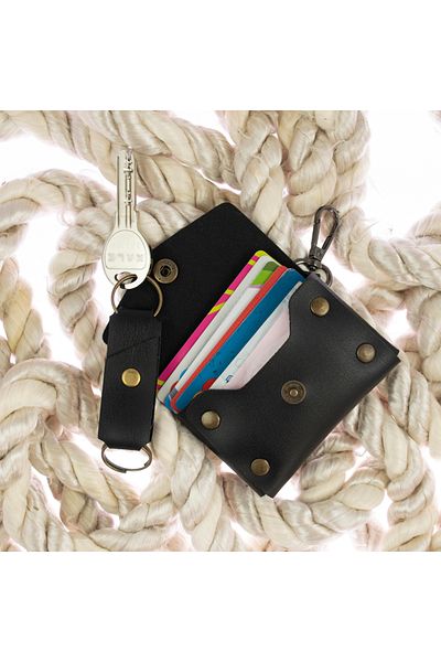 Miaju Black Color Leather Coin Purse Set with Hooks, Best Gift for Special Occasions